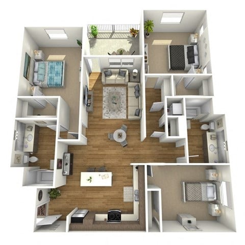 Floor plan for 3 beds, 2 baths, 1464 sqft